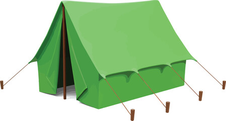 Vector Illustration of a Green Camping Tent  