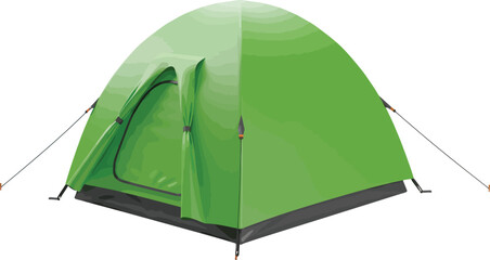 Vector Illustration of a Green Camping Tent  