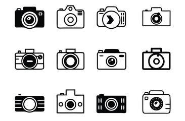 Camera icon set. Take photo and video camera icons collection.