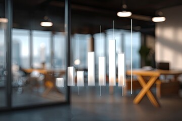 Modern office interior with a transparent bar graph