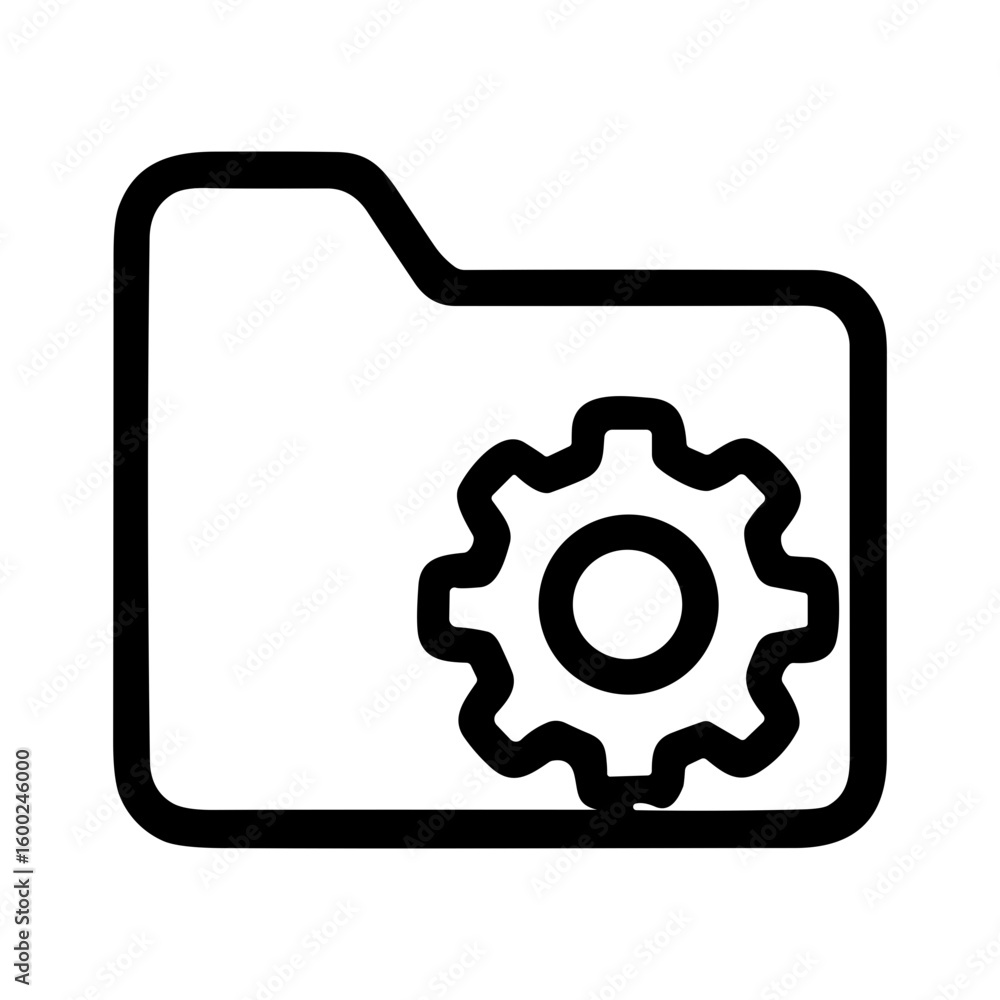 Poster outline simple folder gear settings symbol for configuration management icon