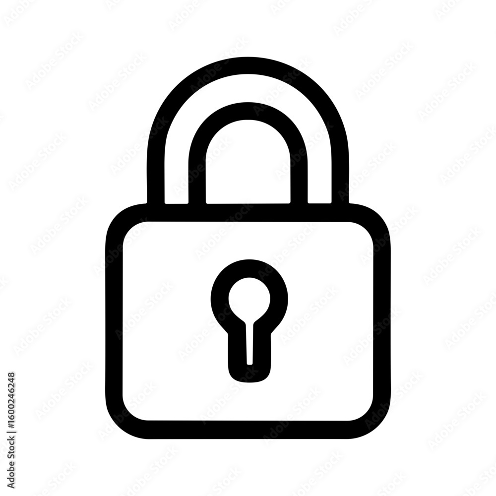Poster simple outline padlock security system protection with keyhole icon element