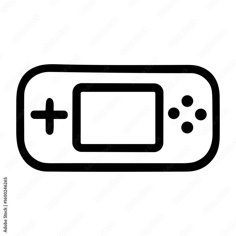 Poster simple outline portable game console handheld entertainment device icon