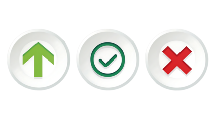 Yes and No buttons icon set with green check and red cross symbols