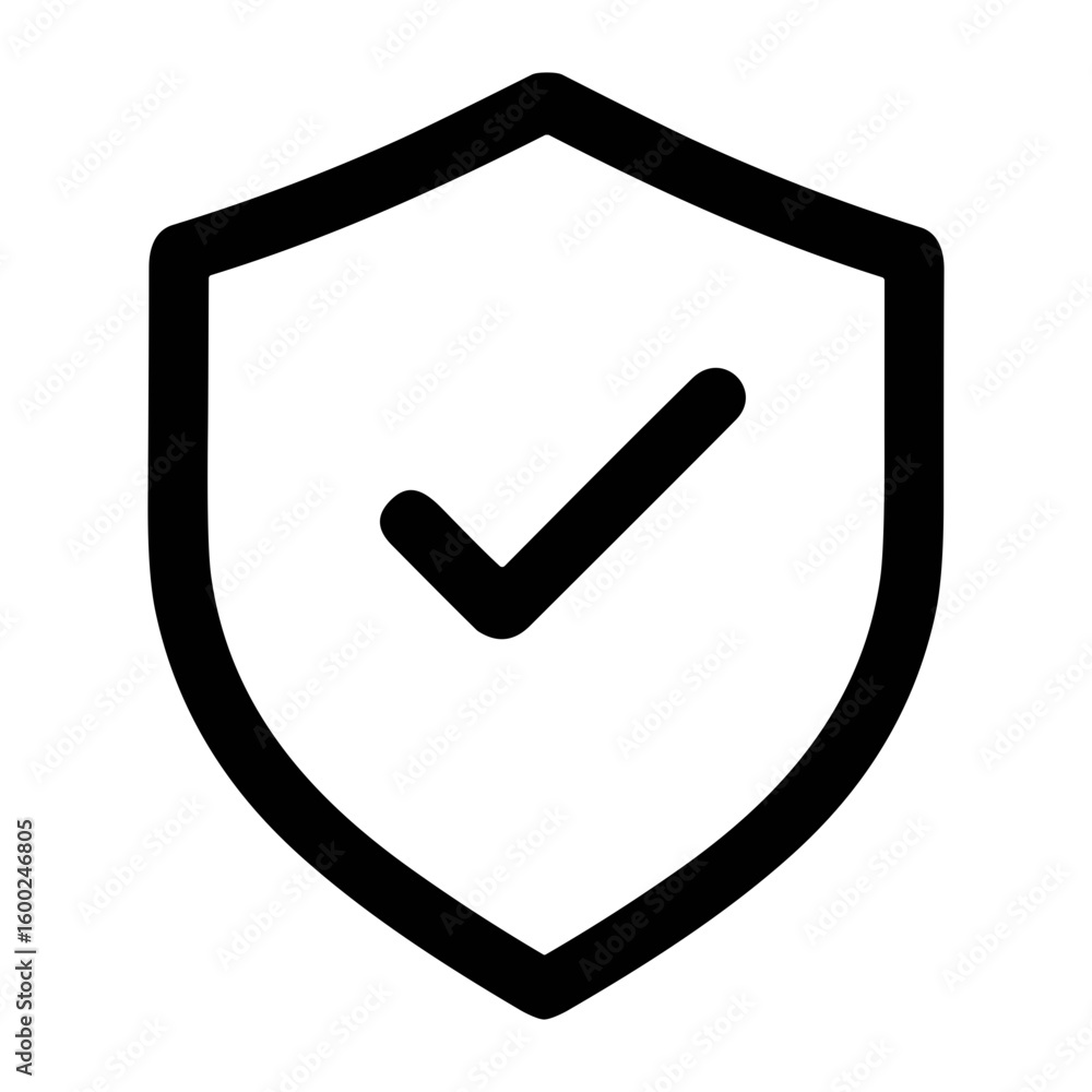 Aufkleber simple outline shield checkmark approval badge icon for web and graphic design