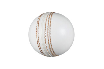 A white cricket ball with prominent stitching isolated on a transparent background isolated on transparent background