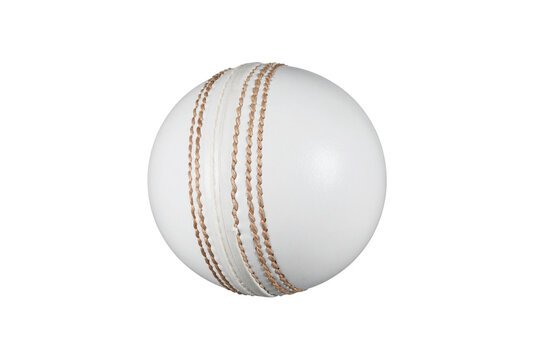 A white cricket ball with prominent stitching isolated on a transparent background isolated on transparent background