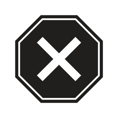 Cancel Icon – Crossed Road Sign for No Entry or Error Indication