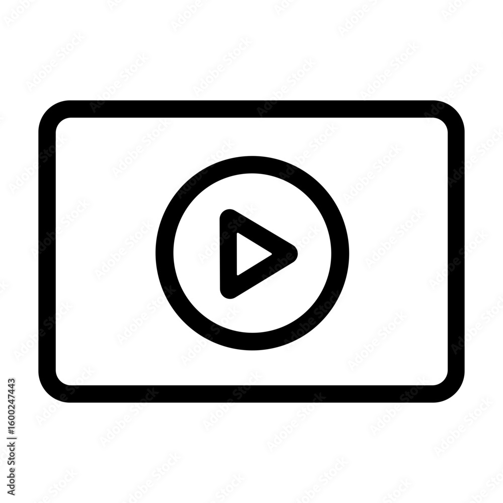 Poster minimalist outline display with play button media player interface icon