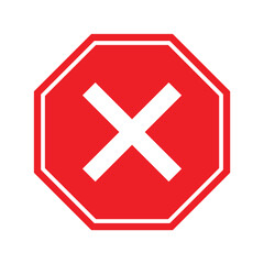 Cancel Icon – Crossed Road Sign for No Entry or Error Indication
