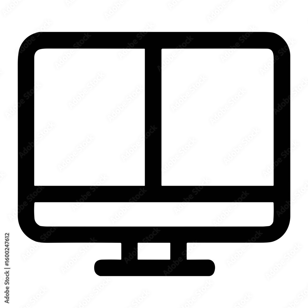 Poster minimalist outline desktop computer screen split pane display icon