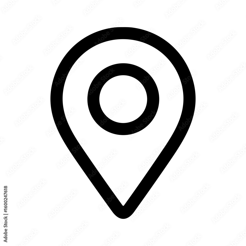 Poster simple outline location pointer place sign element icon with circle shape