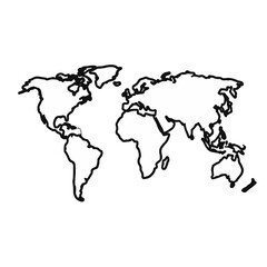 Minimalistic world map icon Illustration, suitable for presentation and reports