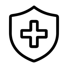 Obraz premium Outline Simple Shield with Plus Sign Healthcare Medical Icon