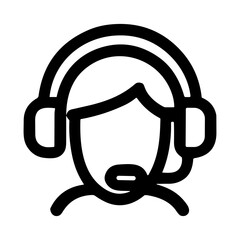 Naklejka premium Line Art Woman with Headset Icon Customer Service Element