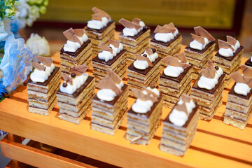 Rich, exquisite, delicious desserts on the table, buffet, event, celebration, Christmas