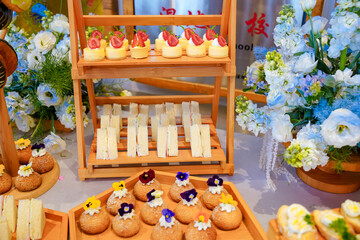 Rich, exquisite, delicious desserts on the table, buffet, event, celebration, Christmas