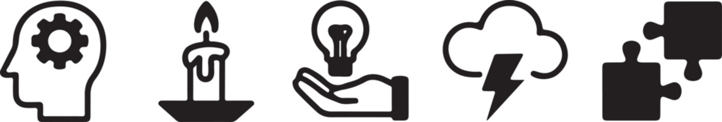 Creative Thinking Process Icons Set Idea Generation Problem Solving Concept