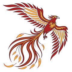 Rooster with fiery feathers in tribal vector art design