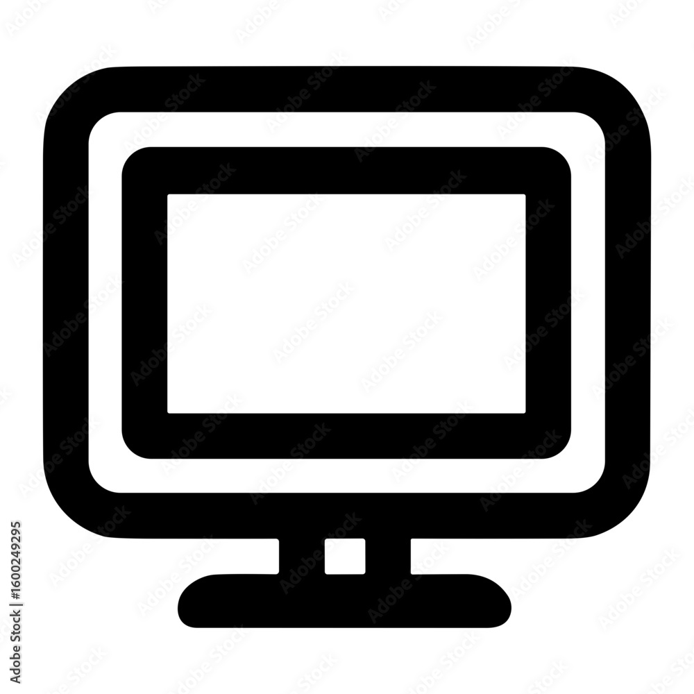 Poster simple line computer monitor screen display technology device icon