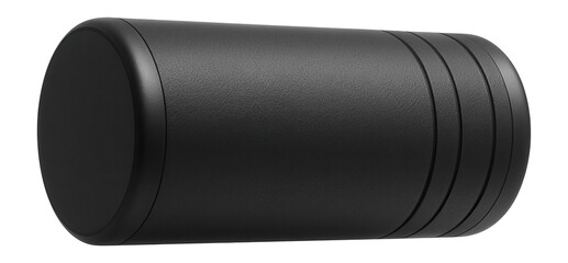 High-density black foam roller with beveled ends for physical therapy sessions