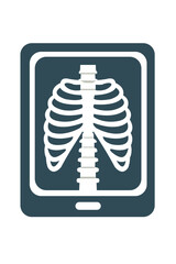 X-ray image of human rib cage and spine, flat vector illustration of chest radiograph