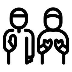 Simple Outline Two Pilgrims Walking Together Religion Holy Journey Icon