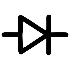 Handdrawn Black and White Diode Circuit Electrical Component Schematic Symbol
