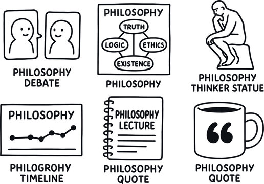 hand drawn cute out doodle style isolated philosophy debate cards philosophy concept map poster philosophy thinker statue philosophy time chart philosophy lecture notebook philosophy quote
