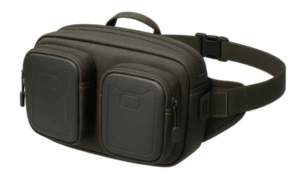 Fishing satchel with adjustable waist strap and quick-access pockets for stream fishing