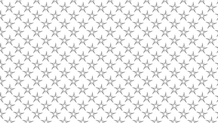 Repeating pattern of stylized five pointed stars with decorative swirls on a white background