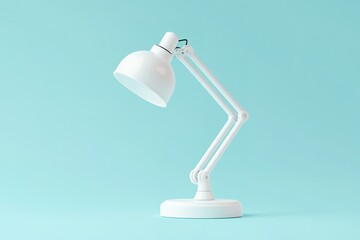 Minimalist White Desk Lamp on a Blue Background