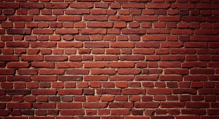 Close up of a red brick wall with textured surface and visible mortar joints in a uniform pattern