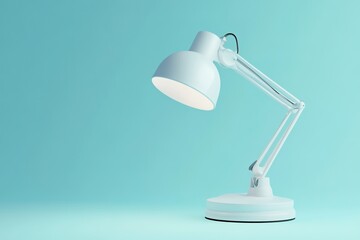 Minimalist White Desk Lamp on a Blue Background