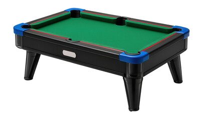 Mini billiard table with felt surface and plastic legs for tabletop play