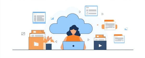Visualization of data transfer through cloud technology.