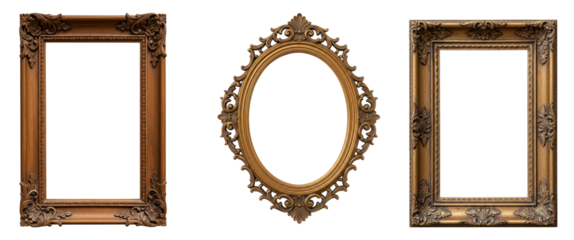 Vintage wood frame for decoration, antique retro design cut out