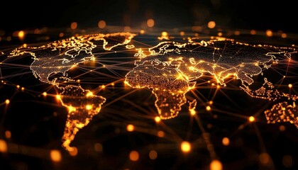 Dark background enhances illuminated network lines representing digital outreach.