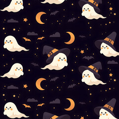 Midnight ghost celebration in pastel blue