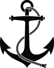 A logotype ship anchor silhouette design - Black anchor clipart design on white background