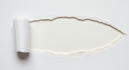 Torn White Paper with Rough Edges Revealing Beige Texture Underneath – Minimalist Reveal Concept Background