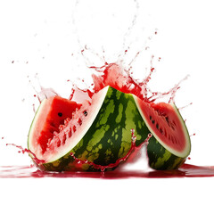 Red and Green Watermelon Slices in Juicy Motion
