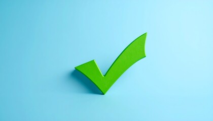 Green checkmark on light blue background