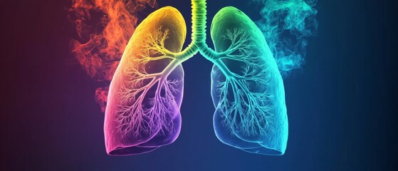 Vibrant Design: Colorful Rainbow Lungs Anatomy