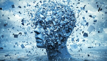 Visualization of anxiety and emotional conflict portrayed in a head silhouette.