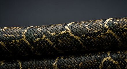Obraz premium Close up of a snake with scales showing intricate patterns and textures on a dark background surface