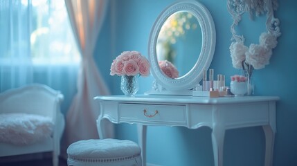 Elegant vanity with pastel roses