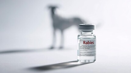 Rabies Vaccine Bottle with Dog Shadow Concept for World Rabies Awareness Day Campaign