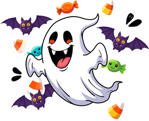 Cute Halloween character ghost cartoons.