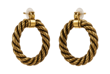 Twisted rope hoop earrings in burnished brass
